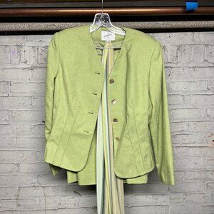 Green Lime Blaizer, Scarf and Skirt Set - Women's Size 6